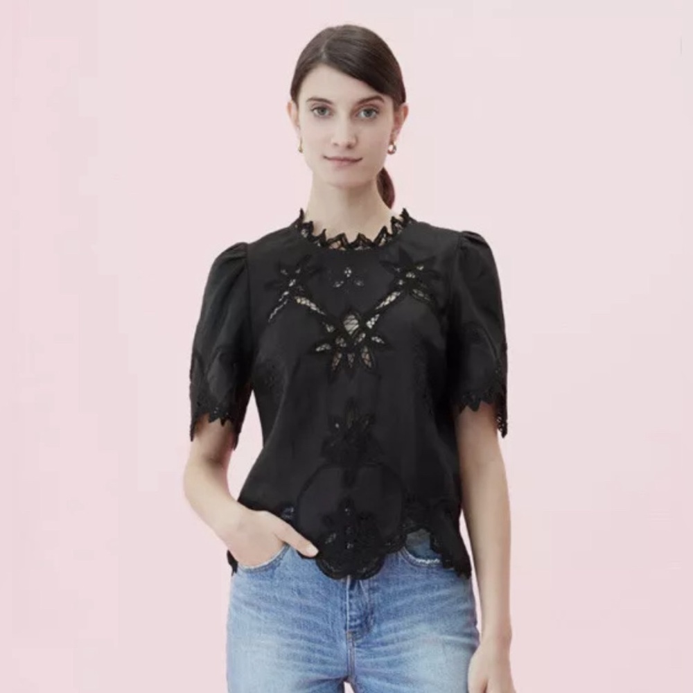 Rebecca Taylor Linen Lace Top